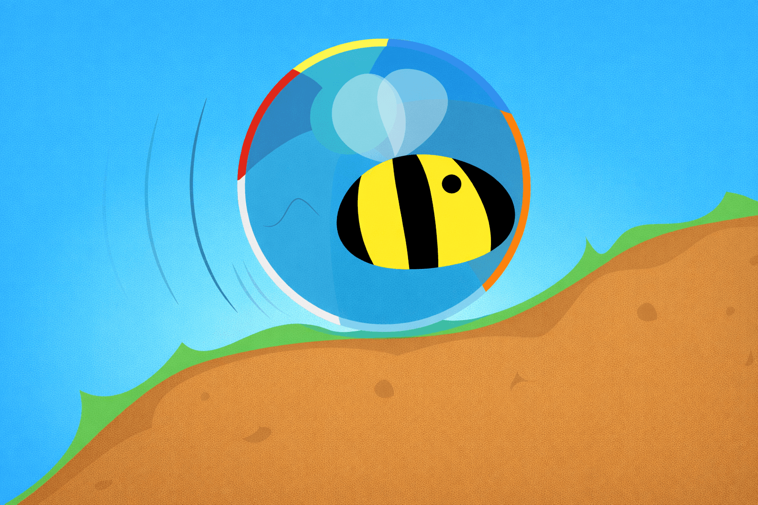 A giant bumblebee in a beachball