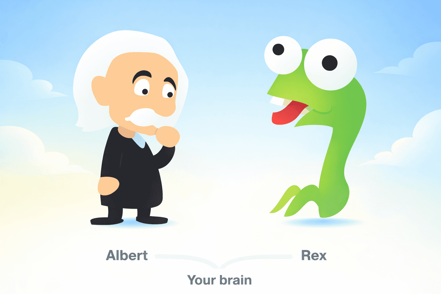 Albert Einstein and Rex the talking snake - collectively they make up your brain